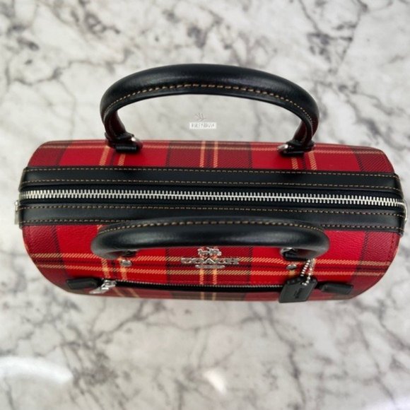 Coach Rowan Satchel Crossbody & Mini Skinny Id Case Wallet In Tartan Plaid Print - Picture 4 of 16